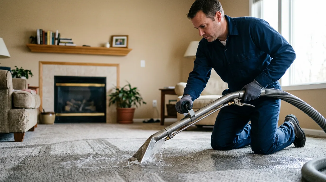 Water damage restoration technician working near Bolivar, MO